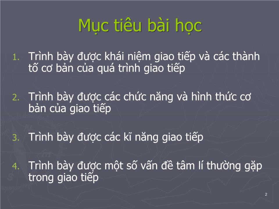 Bài giảng Tâm lý học sức khỏe - Bài 6: Giao tiếp trong tâm lý học sức khỏe trang 2