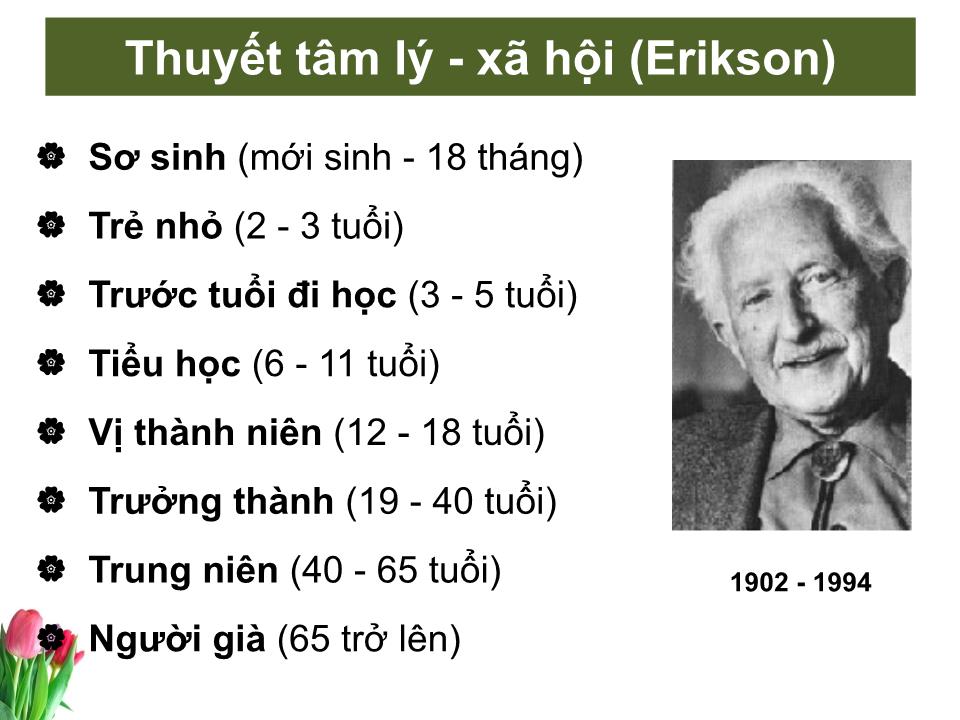 Bài giảng Tâm lý học sức khỏe - Bài 2: Các giai đoạn phát triển tâm lý con người trang 8