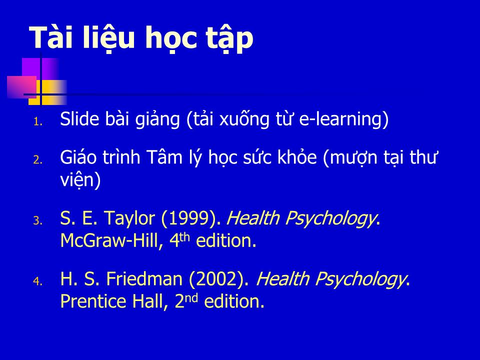 Bài giảng Tâm lý học sức khỏe - Bài 1: Nhập môn Tâm lý học sức khỏe trang 6