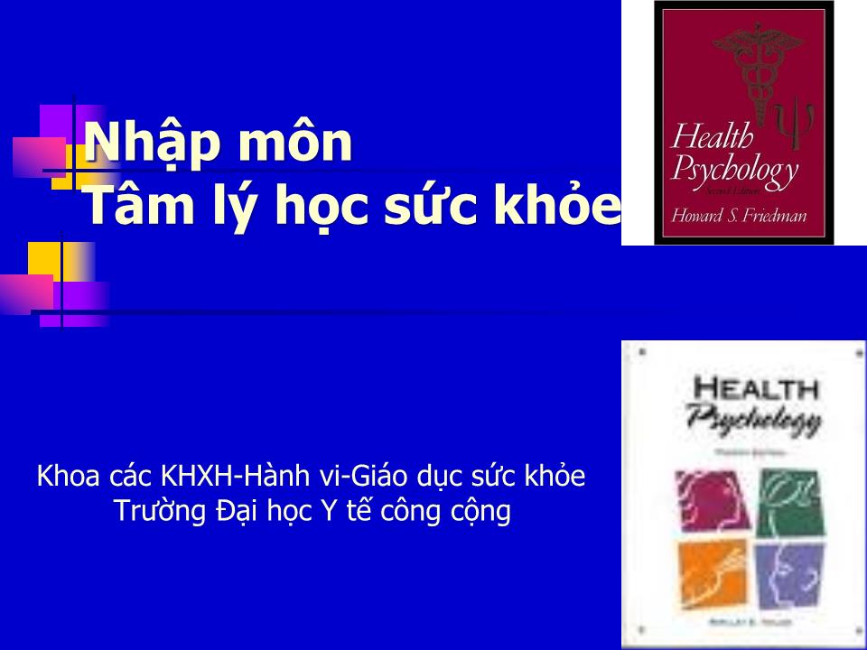 Bài giảng Tâm lý học sức khỏe - Bài 1: Nhập môn Tâm lý học sức khỏe trang 8