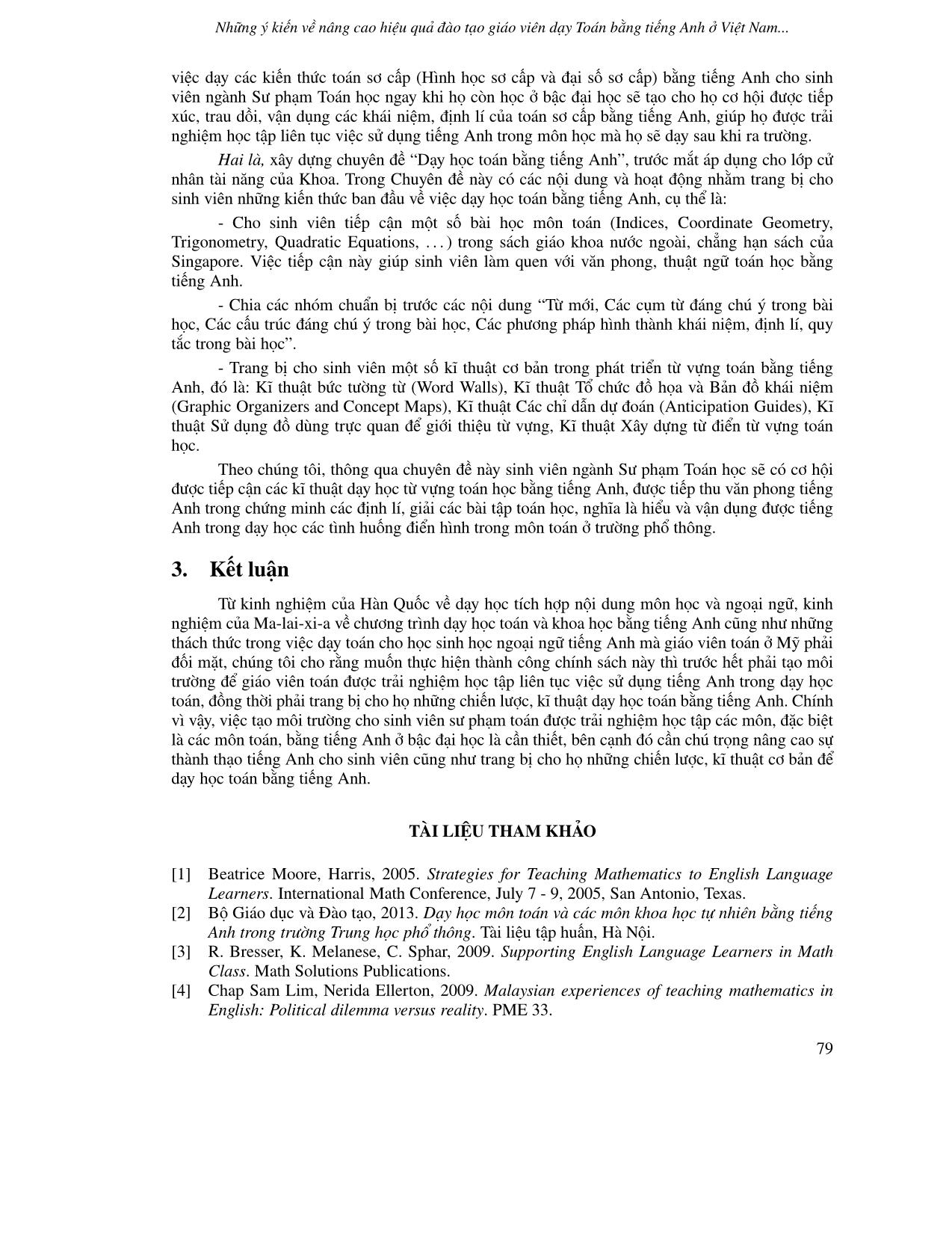 Những ý kiến về nâng cao hiệu quả đào tạo giáo viên dạy Toán bằng Tiếng Anh ở Việt Nam từ phân tích kinh nghiệm của một số nước trang 8