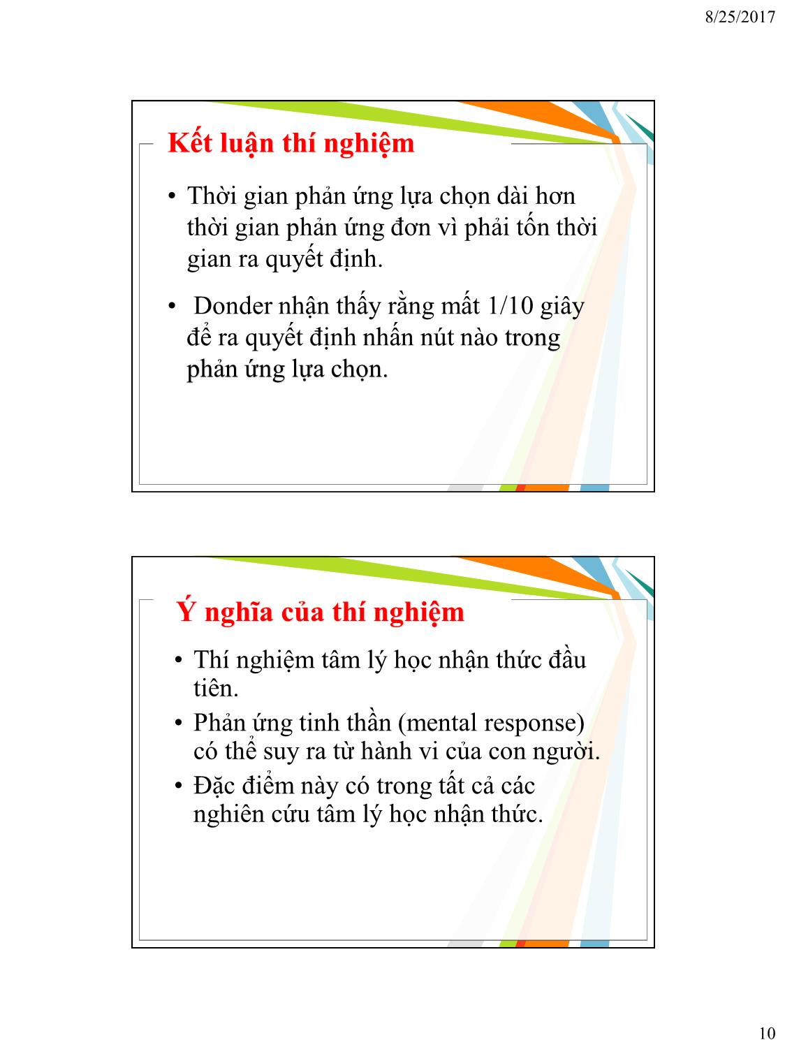 Bài giảng Tâm lý học nhận thức - Chương 1: Nhập môn Tâm lý học nhận thức trang 10