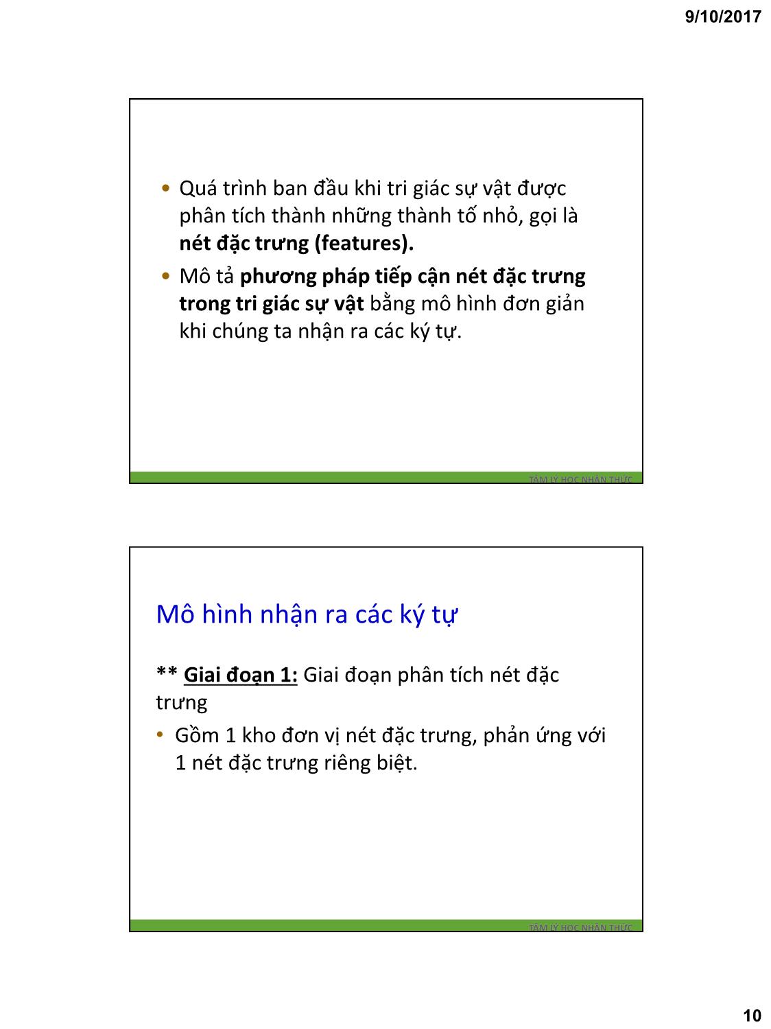 Bài giảng Tâm lý học nhận thức - Chương 3: Tri giác (Perception) trang 10