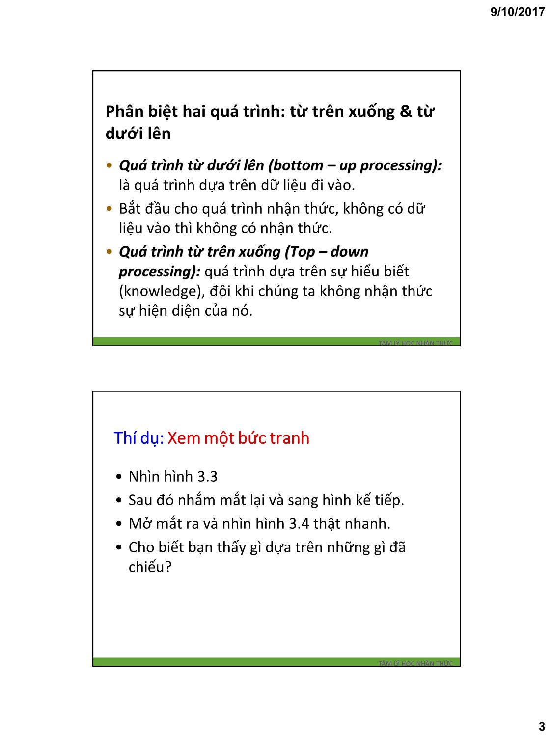 Bài giảng Tâm lý học nhận thức - Chương 3: Tri giác (Perception) trang 3