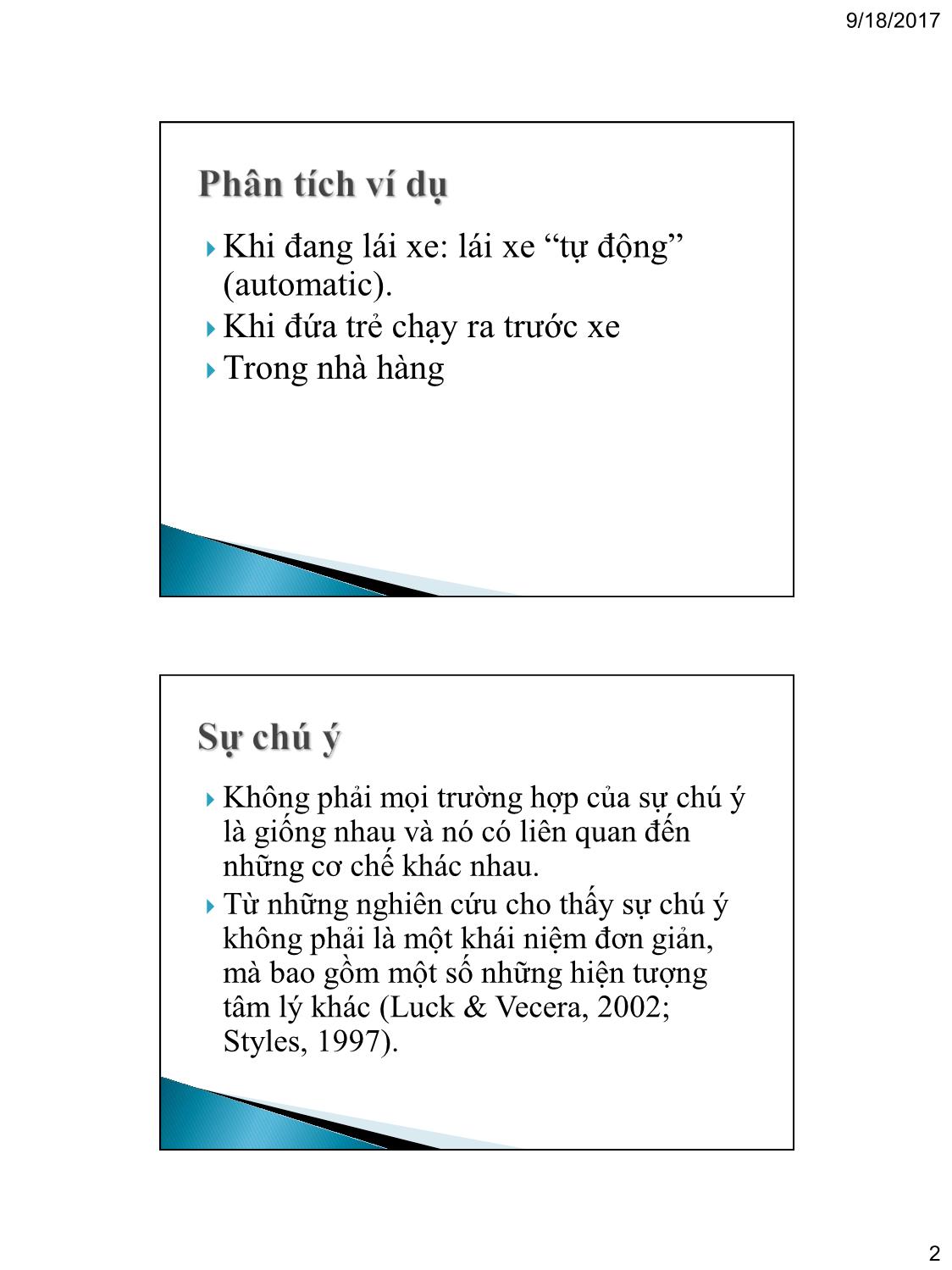 Bài giảng Tâm lý học nhận thức - Chương 4: Chú ý (Attention) trang 2