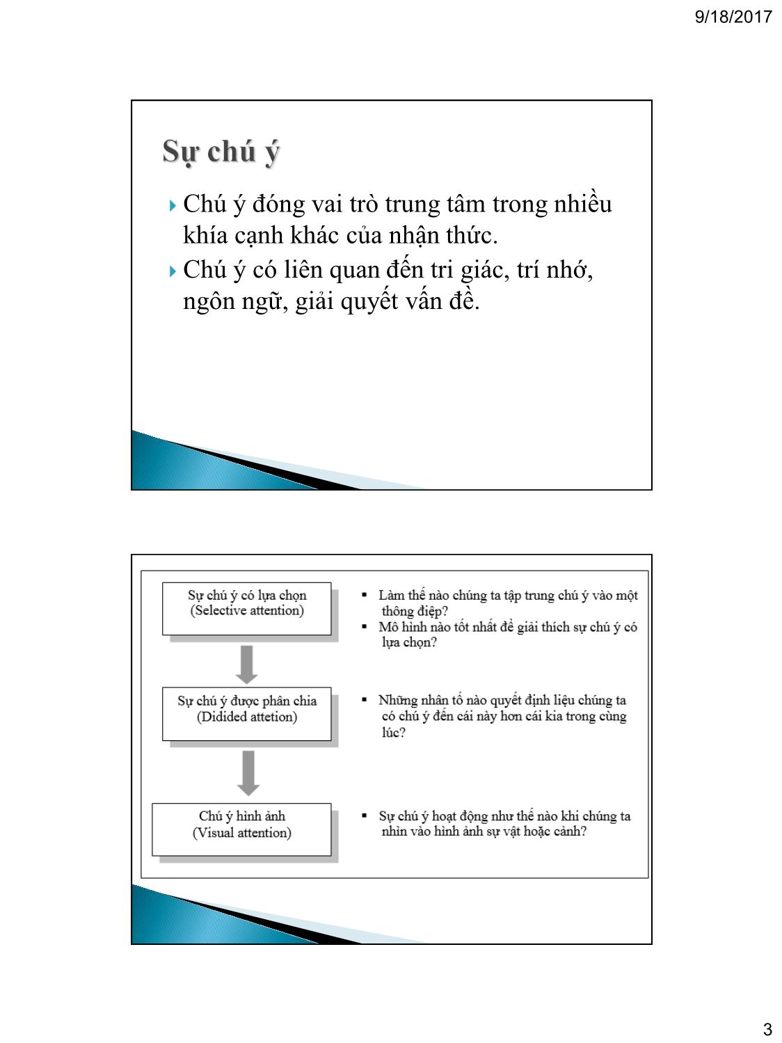 Bài giảng Tâm lý học nhận thức - Chương 4: Chú ý (Attention) trang 3