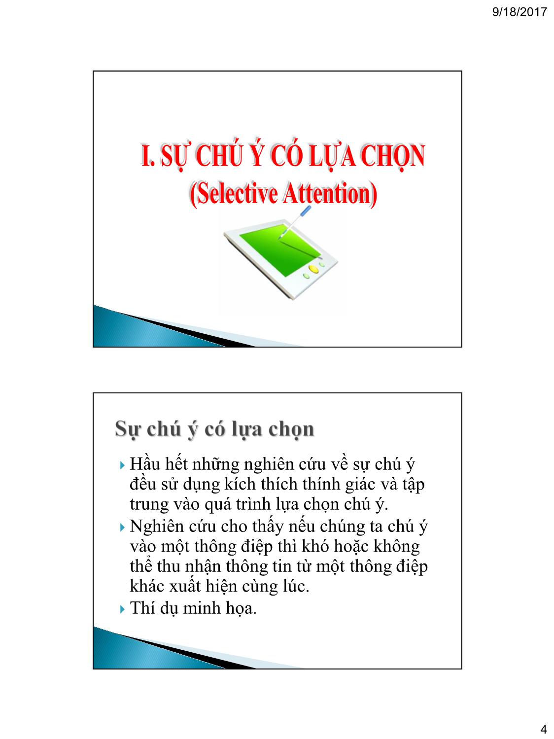 Bài giảng Tâm lý học nhận thức - Chương 4: Chú ý (Attention) trang 4