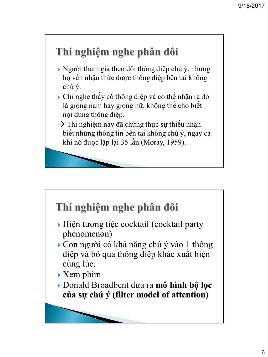 Bài giảng Tâm lý học nhận thức - Chương 4: Chú ý (Attention) trang 6