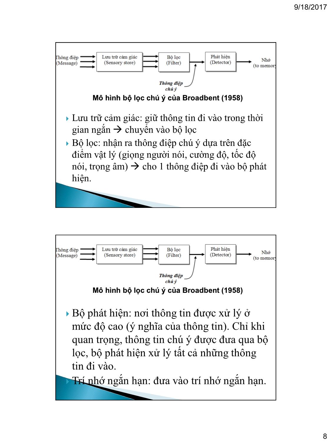 Bài giảng Tâm lý học nhận thức - Chương 4: Chú ý (Attention) trang 8