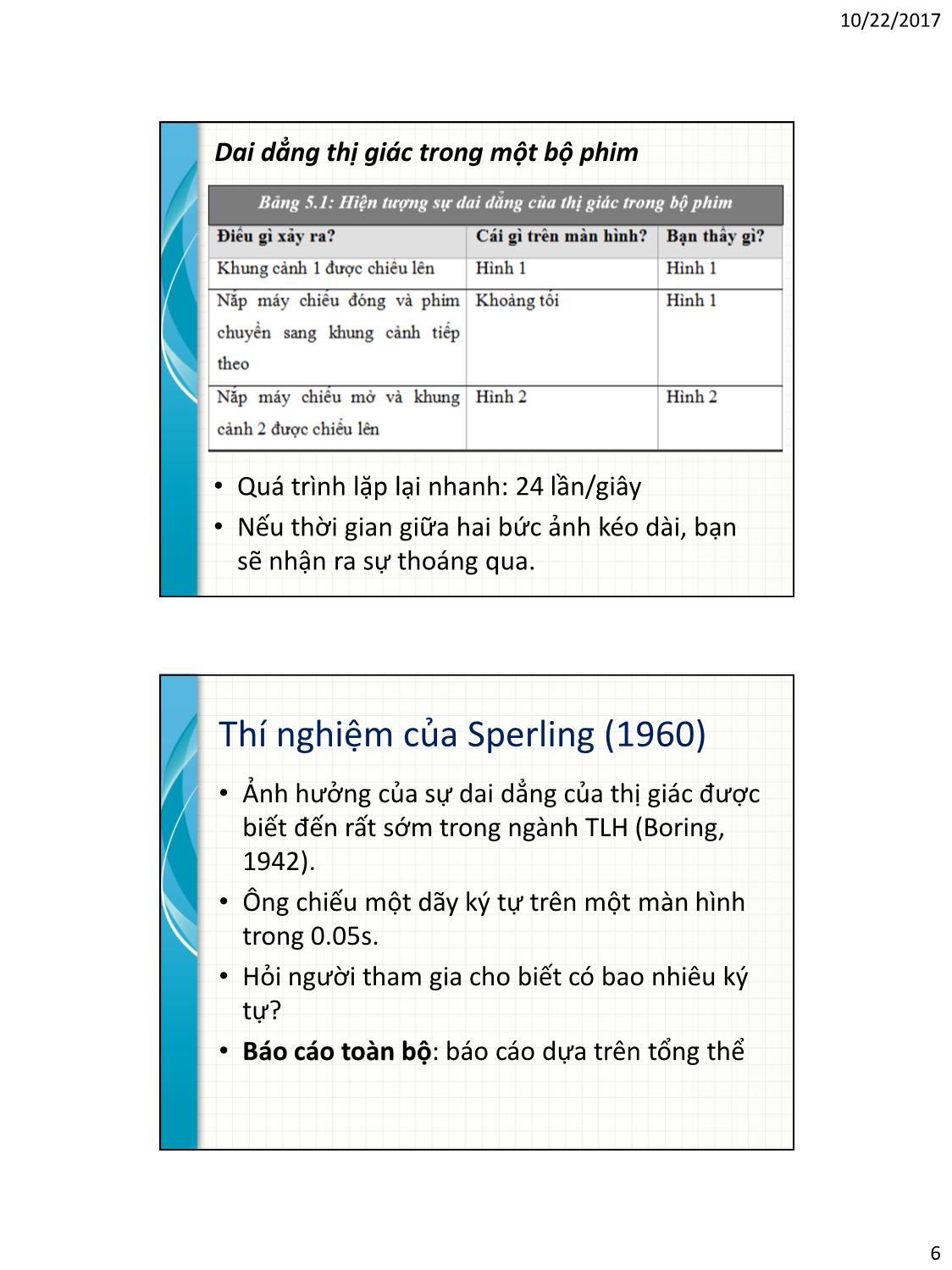 Bài giảng Tâm lý học nhận thức - Chương 5, Phần 1: Trí nhớ tạm thời, trí nhớ ngắn hạn và trí nhớ làm việc trang 6