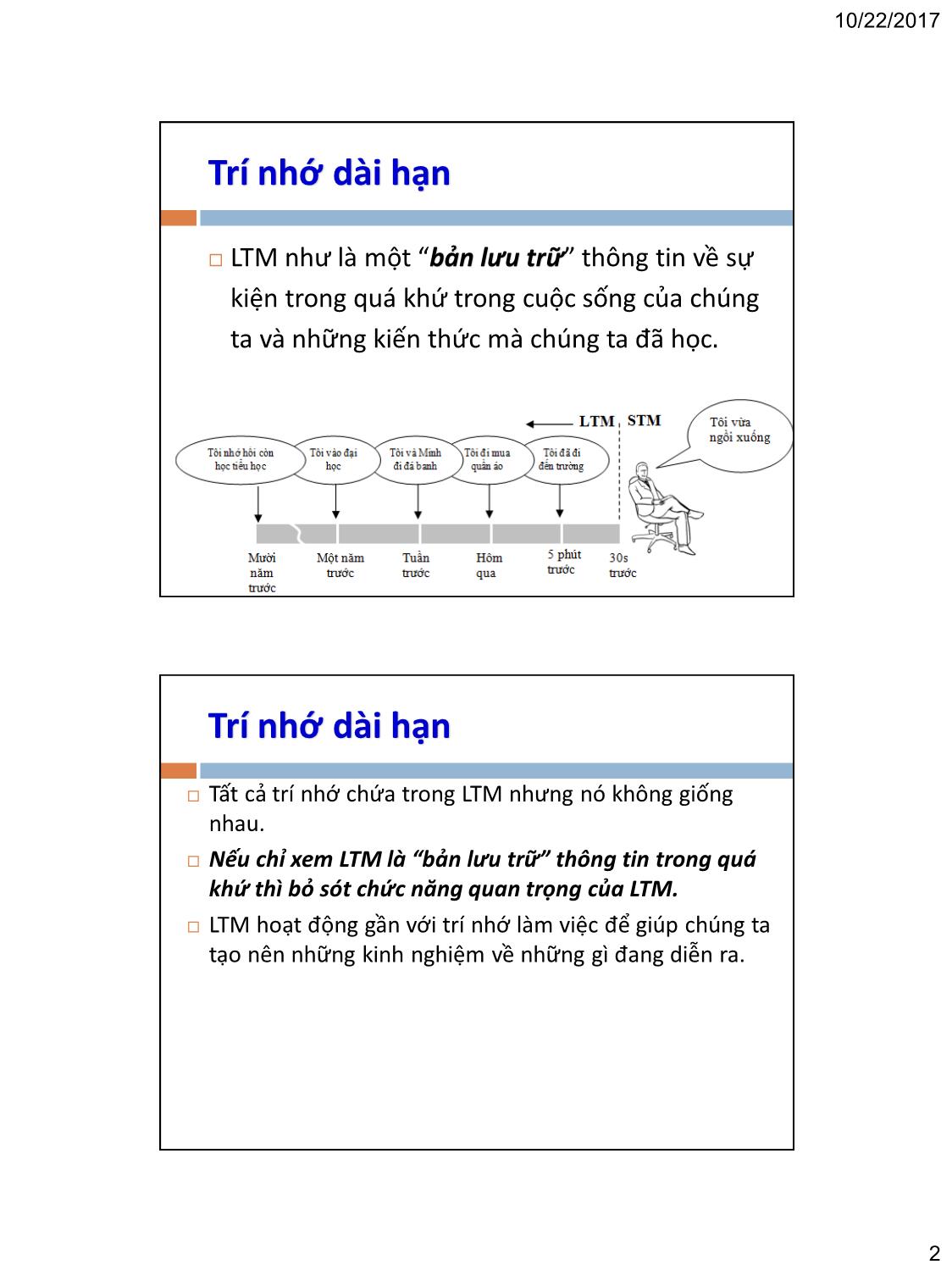 Bài giảng Tâm lý học nhận thức - Bài 5, Phần 2: Trí nhớ dài hạn (Long-term memory) trang 2