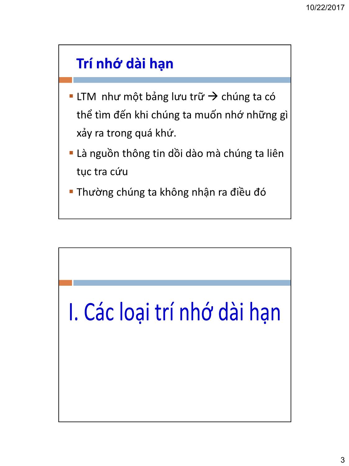 Bài giảng Tâm lý học nhận thức - Bài 5, Phần 2: Trí nhớ dài hạn (Long-term memory) trang 3