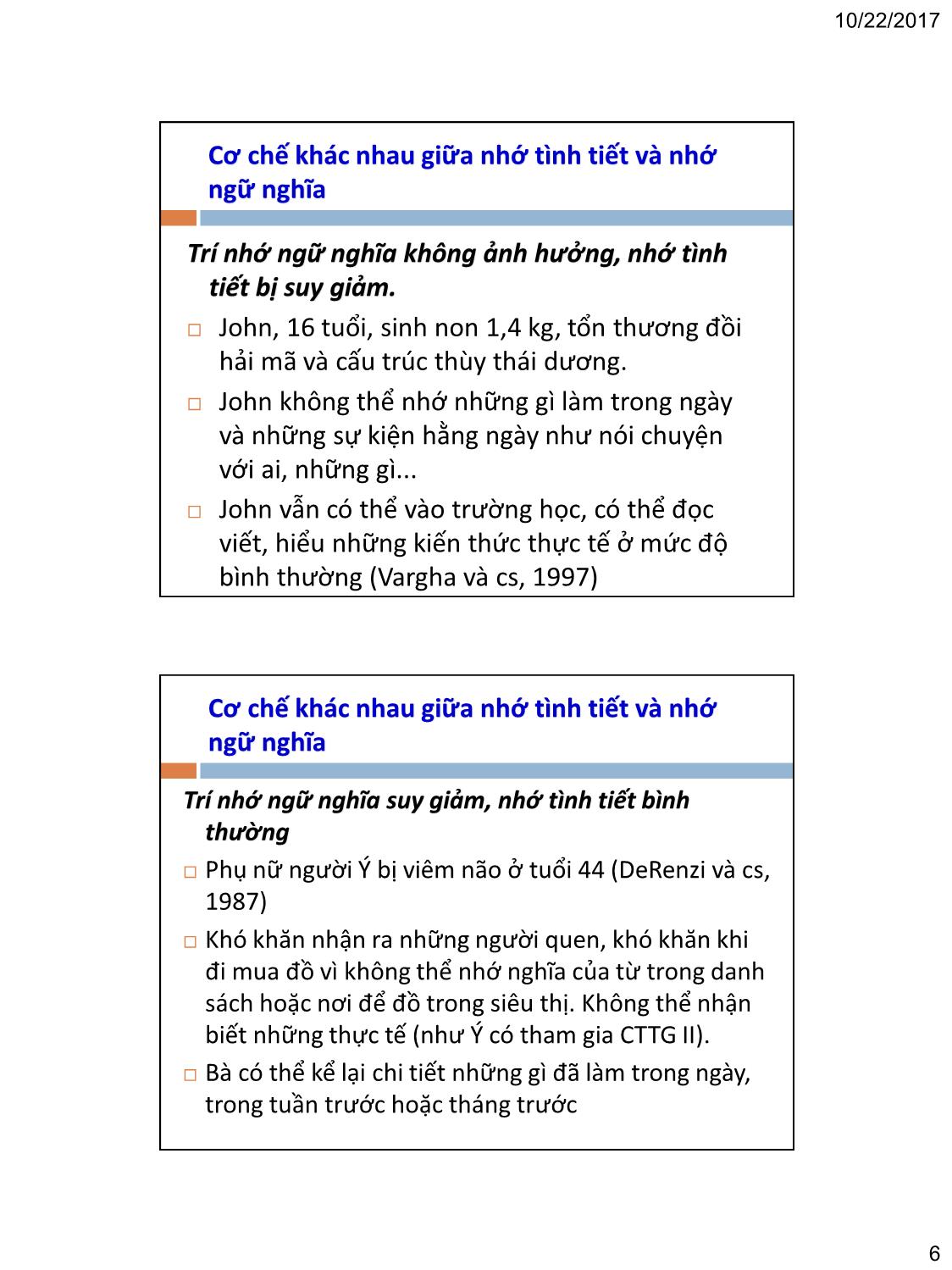 Bài giảng Tâm lý học nhận thức - Bài 5, Phần 2: Trí nhớ dài hạn (Long-term memory) trang 6