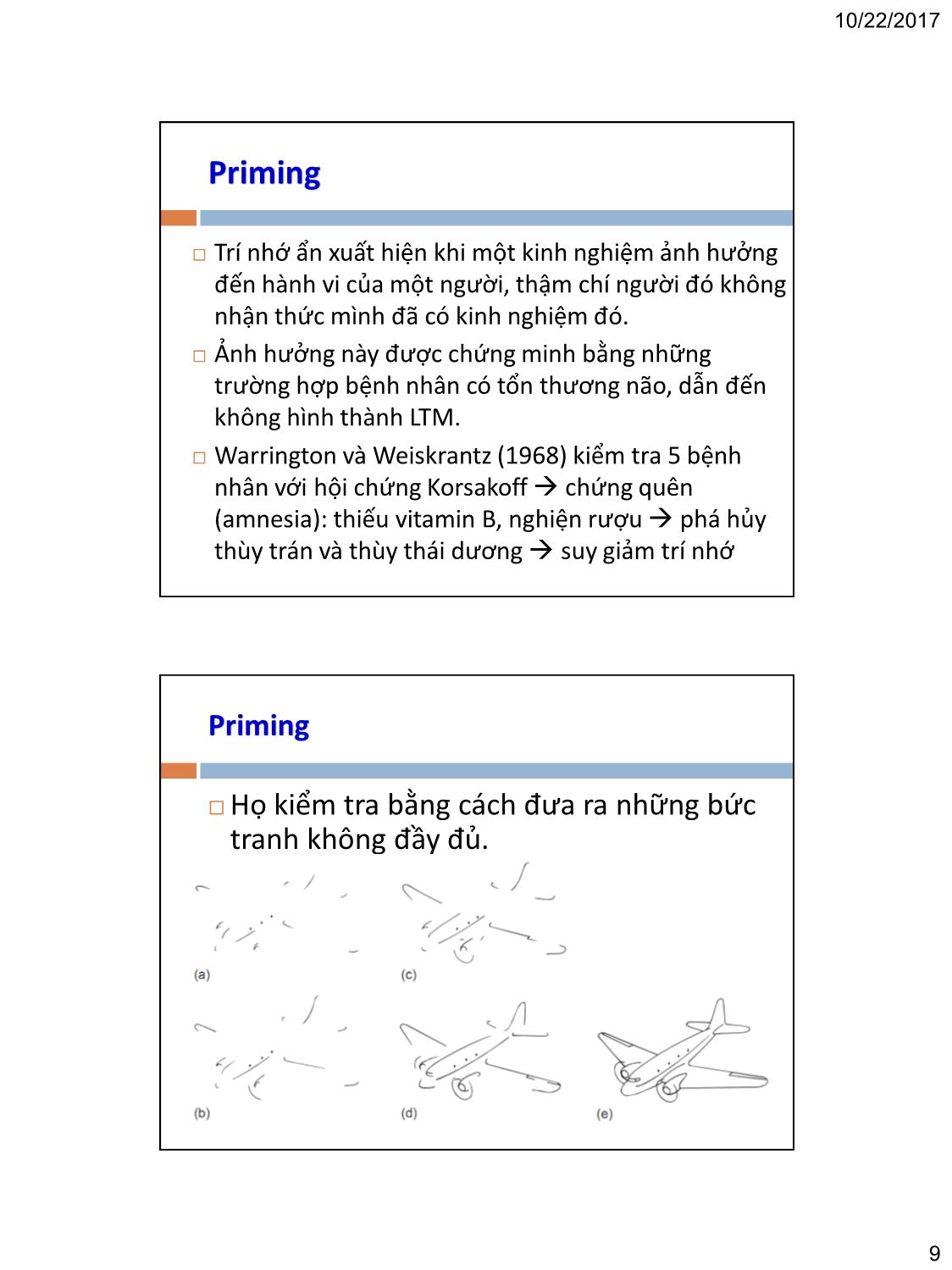 Bài giảng Tâm lý học nhận thức - Bài 5, Phần 2: Trí nhớ dài hạn (Long-term memory) trang 9