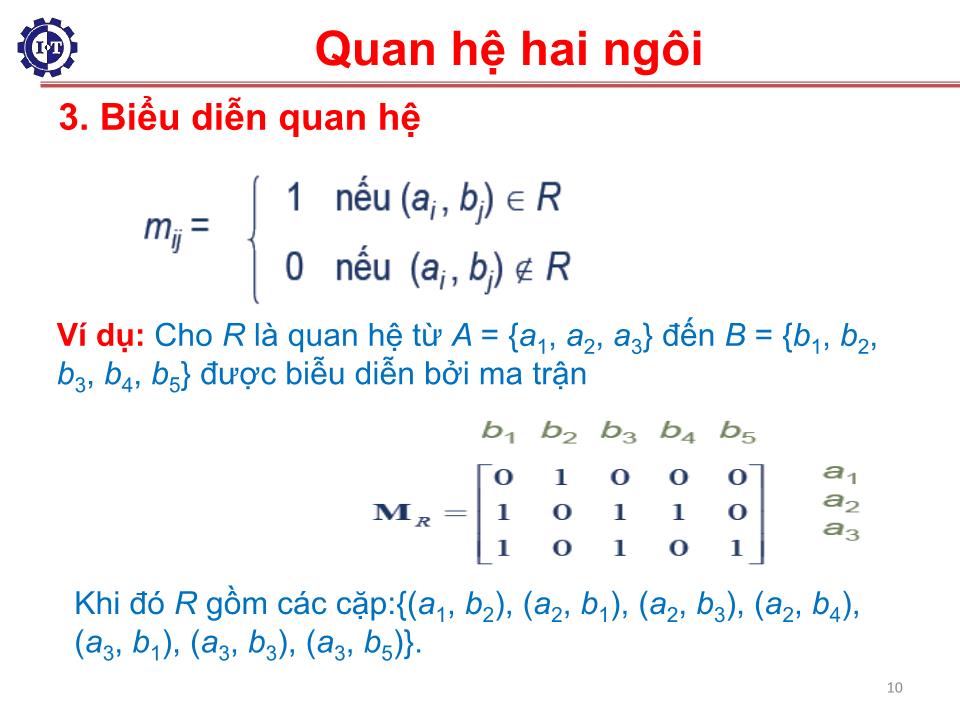 Bài giảng Toán rời rạc - Chương 3: Quan hệ trang 10