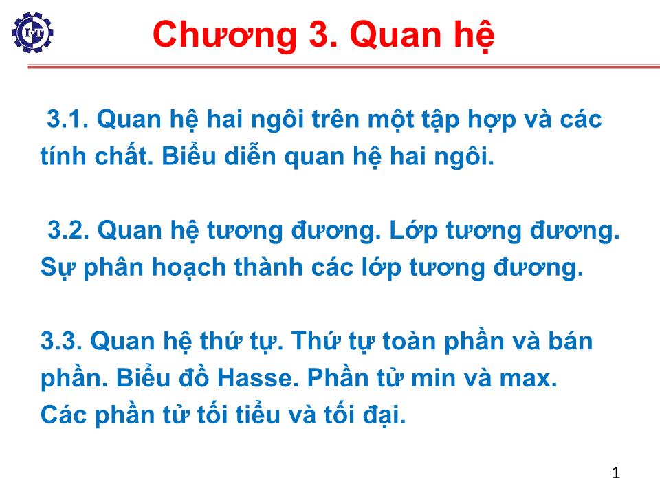 Bài giảng Toán rời rạc - Chương 3: Quan hệ trang 1