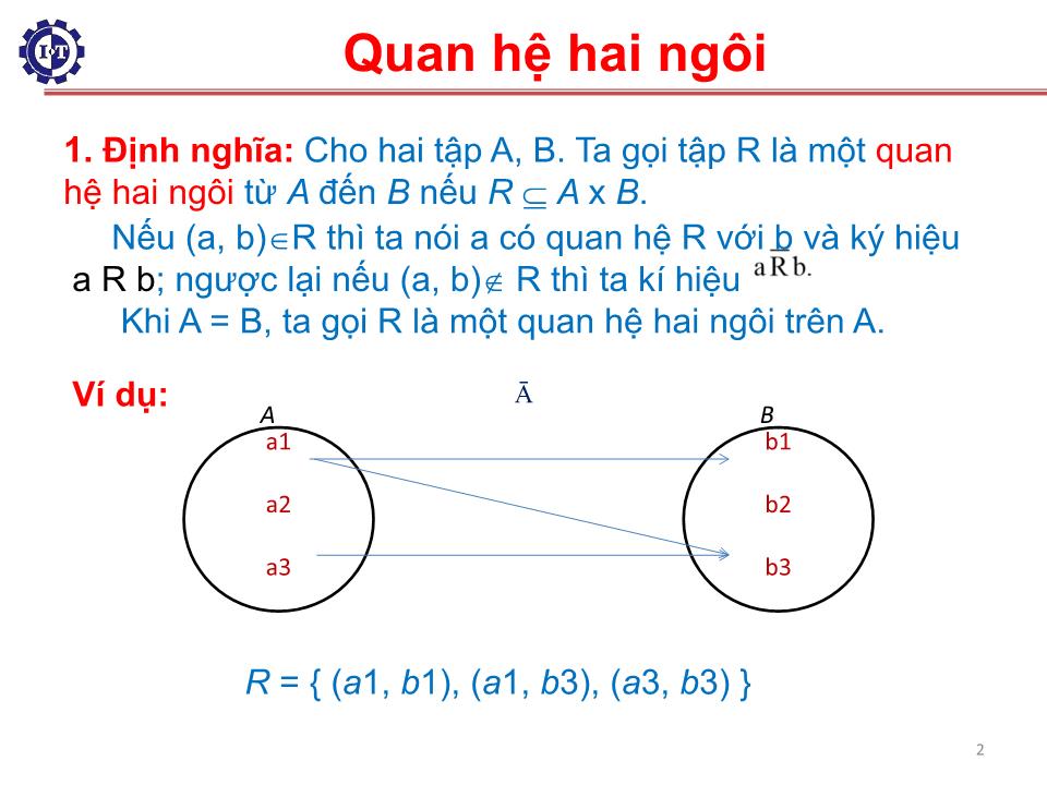 Bài giảng Toán rời rạc - Chương 3: Quan hệ trang 2