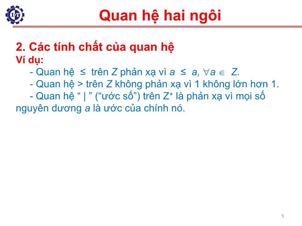 Bài giảng Toán rời rạc - Chương 3: Quan hệ trang 5