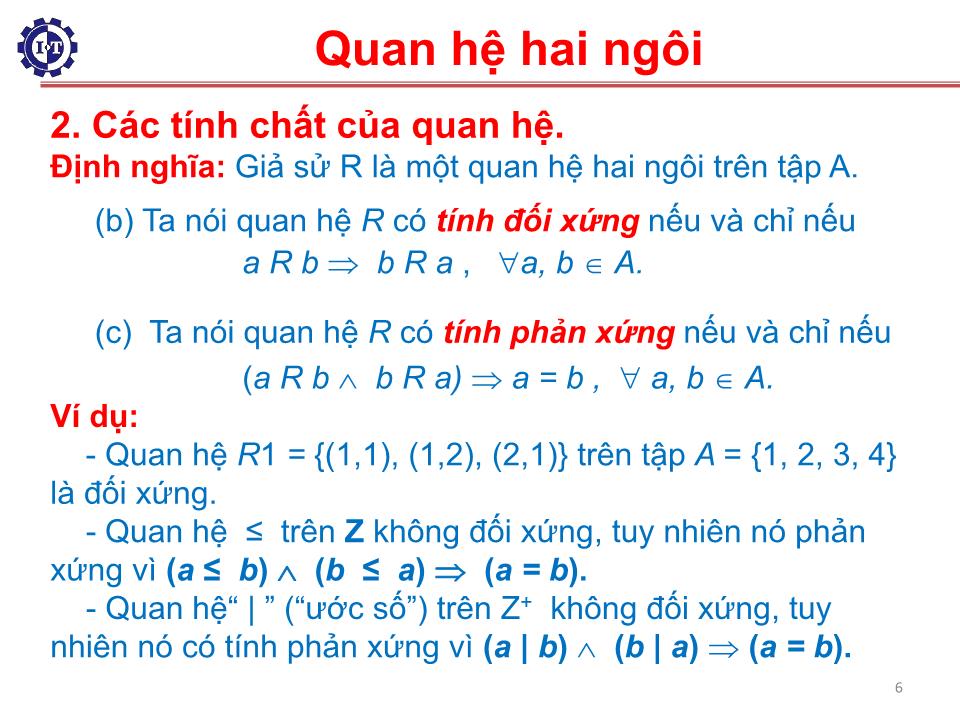 Bài giảng Toán rời rạc - Chương 3: Quan hệ trang 6