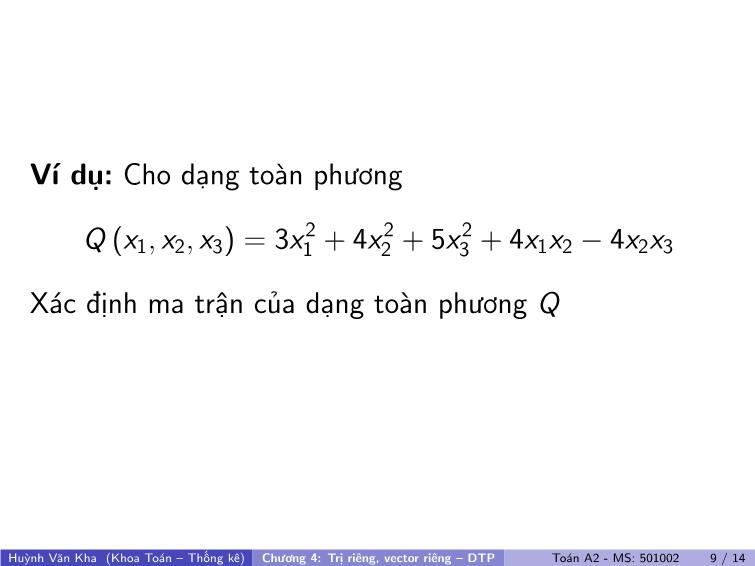 Bài giảng Toán A2 - Chương 4: Trị riêng, vector riêng-DTP trang 10