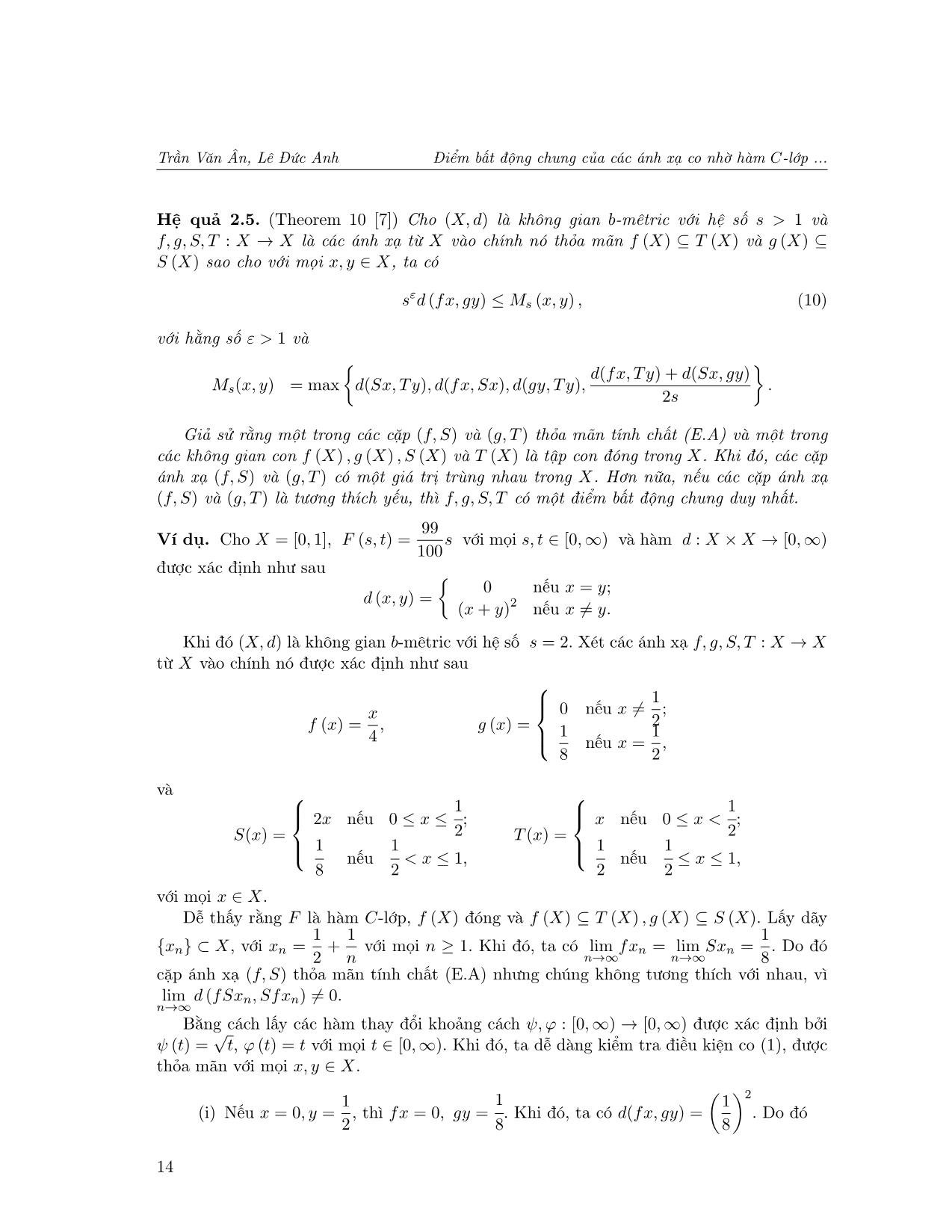 Điểm bất động chung của các ánh xạ co nhờ hàm C-lớp với tính chất (E.A) trong không gian B-mêtric trang 10