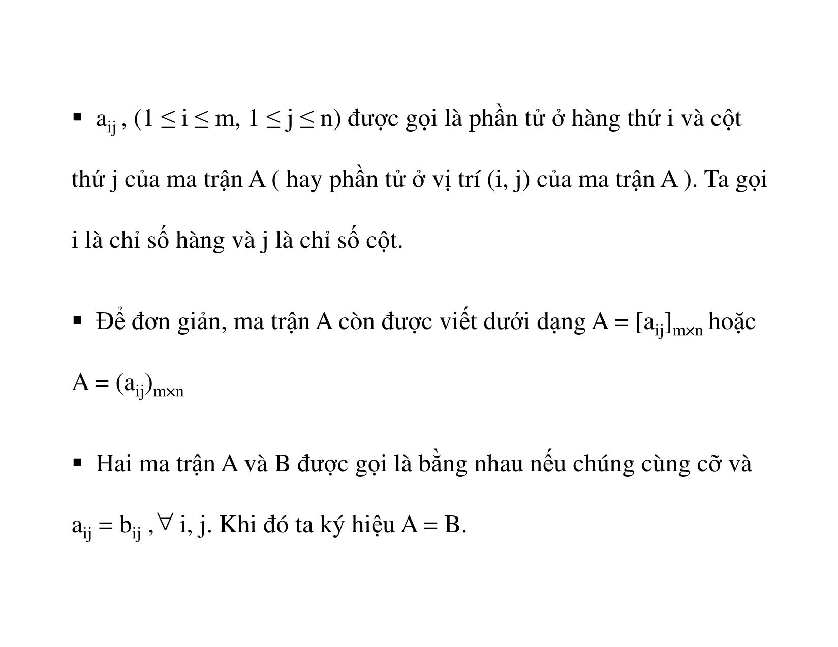 Bài giảng Đại số tuyến tính - Chương 1: Ma trận, định thức trang 4