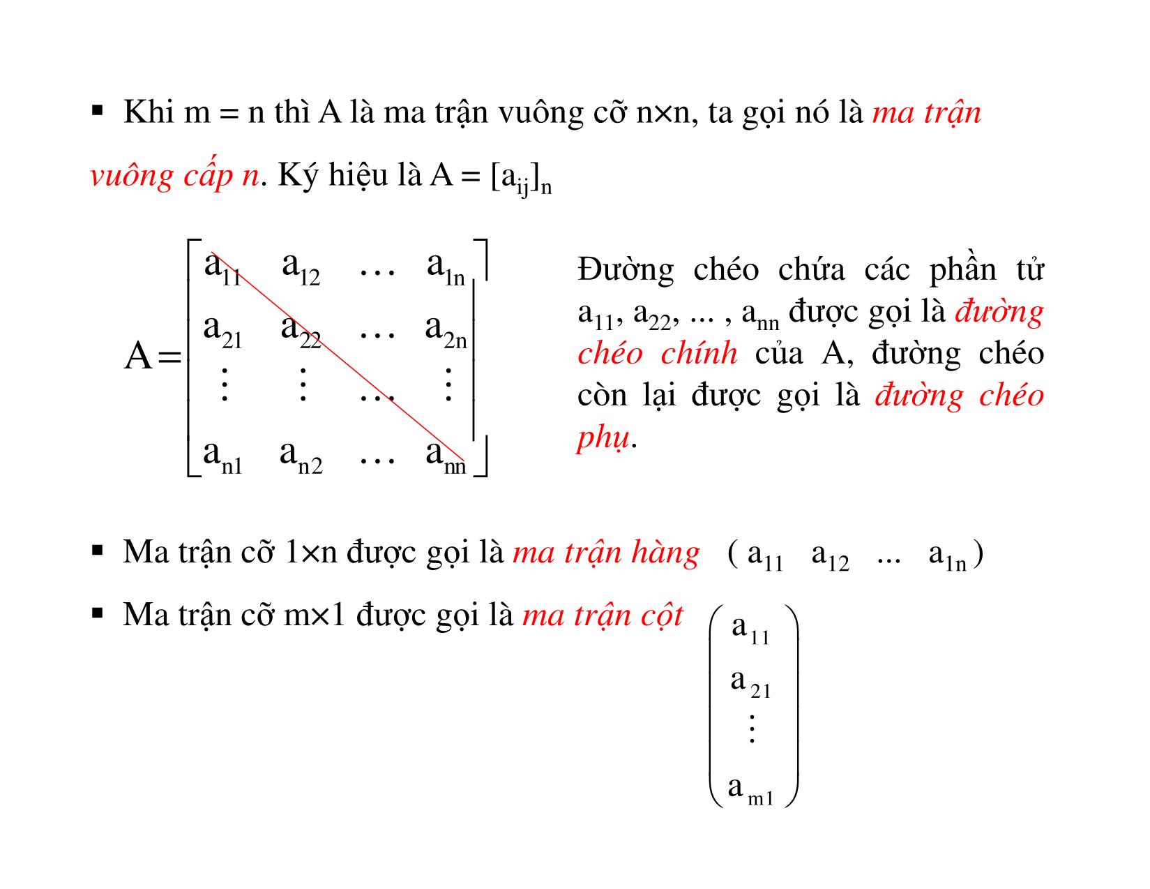 Bài giảng Đại số tuyến tính - Chương 1: Ma trận, định thức trang 5