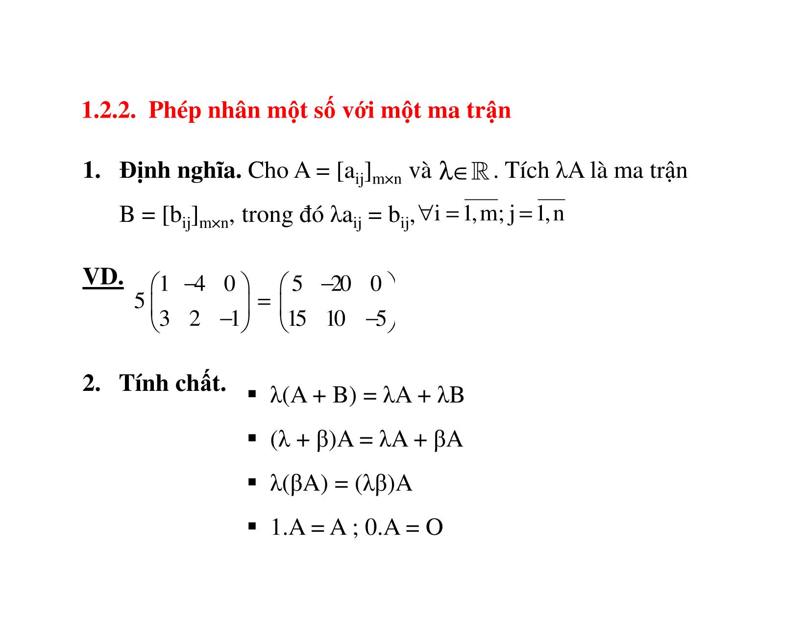 Bài giảng Đại số tuyến tính - Chương 1: Ma trận, định thức trang 9