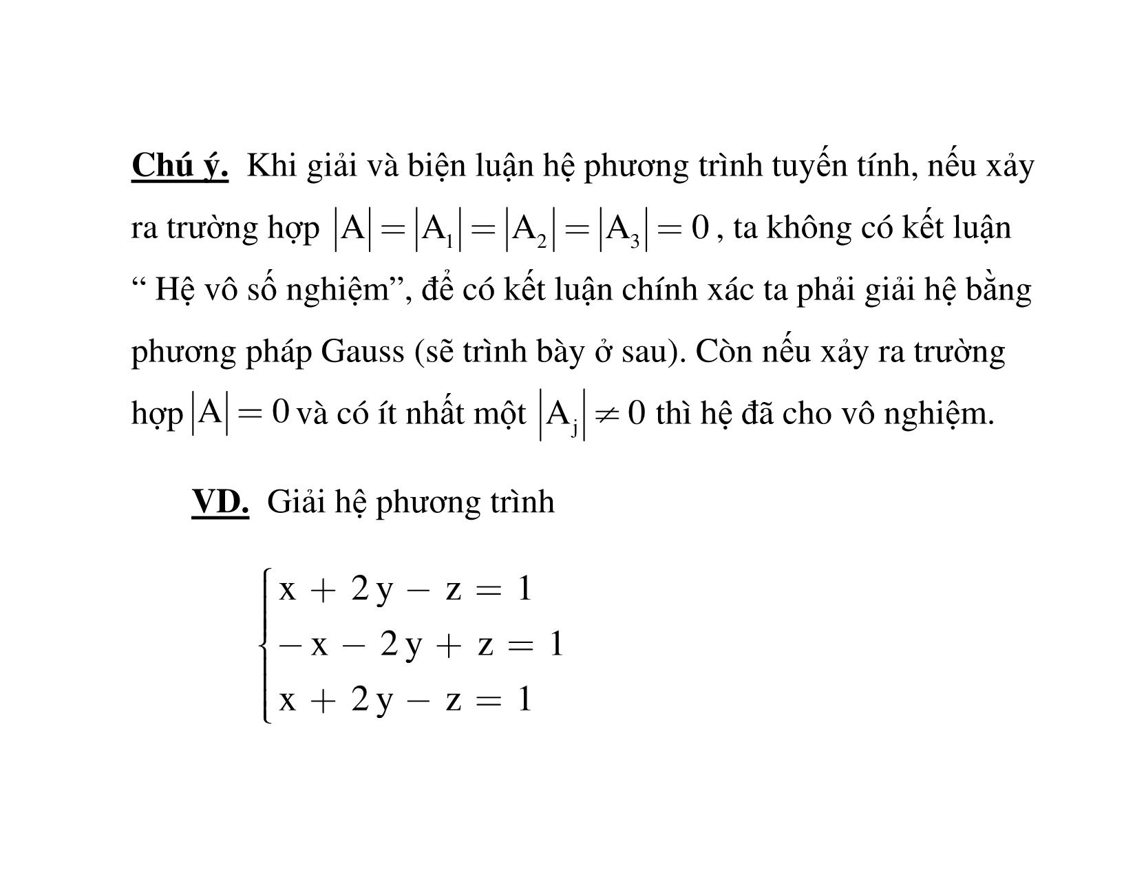 Bài giảng Đại số tuyến tính - Chương 2: Hệ phương trình tuyến tính trang 7