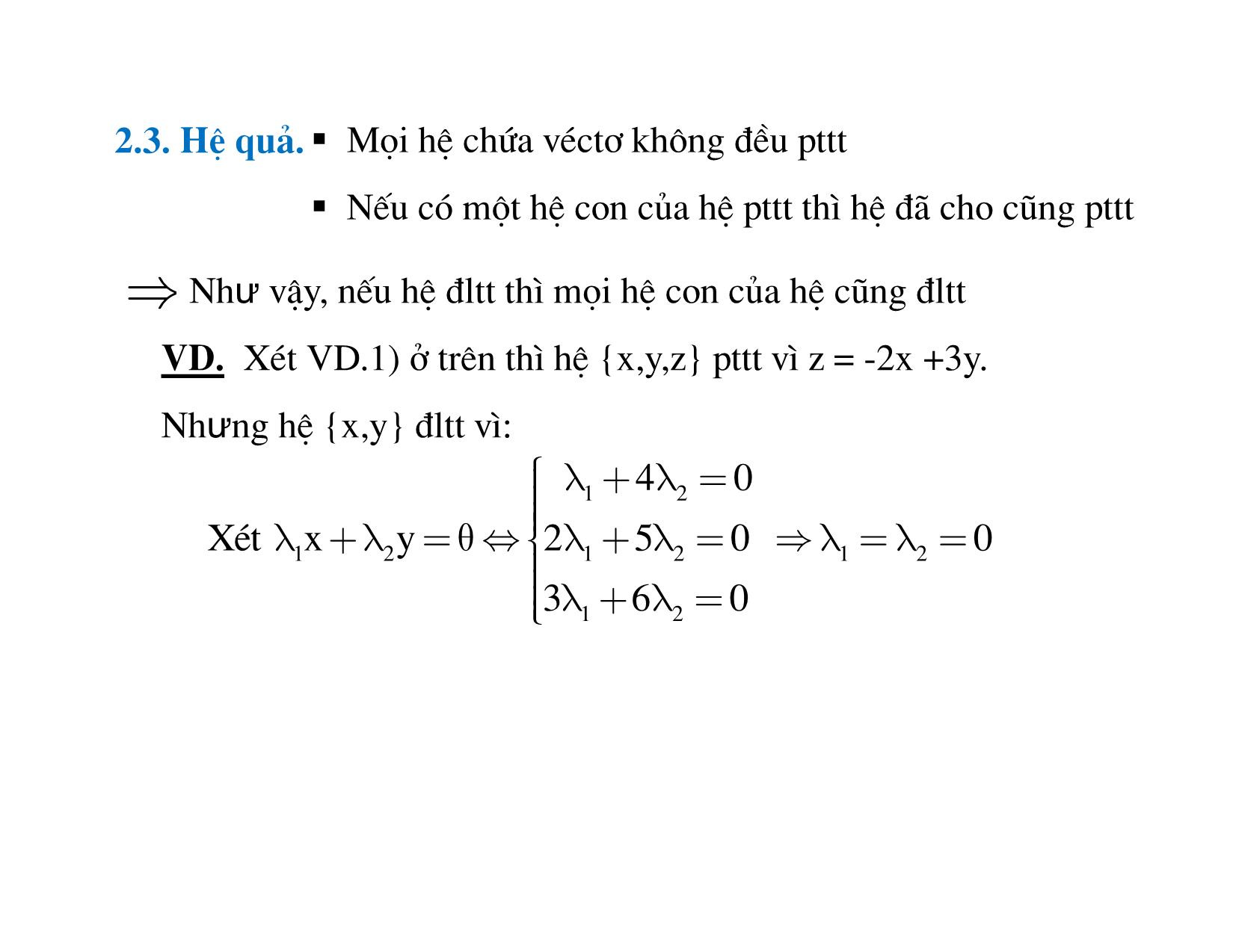 Bài giảng Đại số tuyến tính - Chương 3: Không gian véctơ trang 10