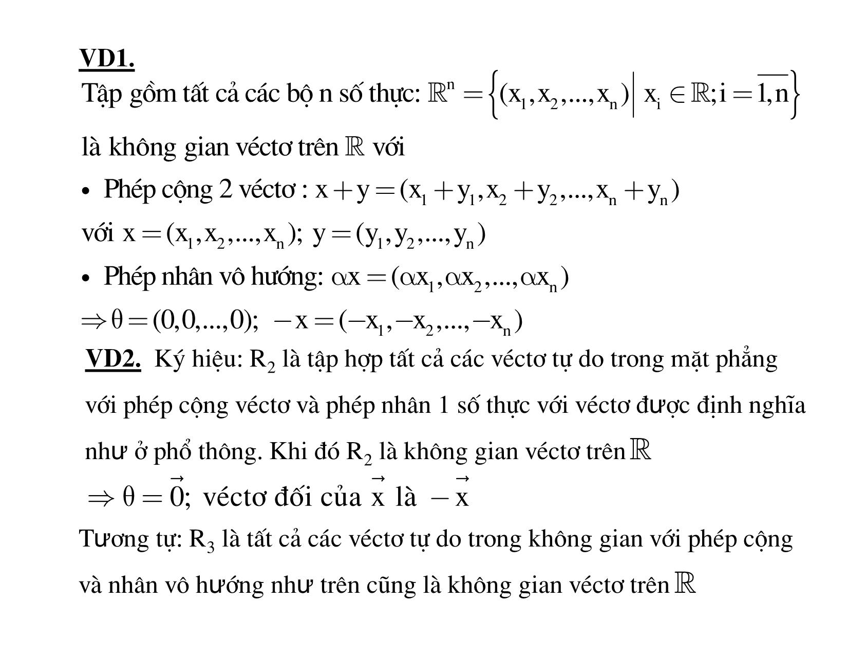 Bài giảng Đại số tuyến tính - Chương 3: Không gian véctơ trang 3