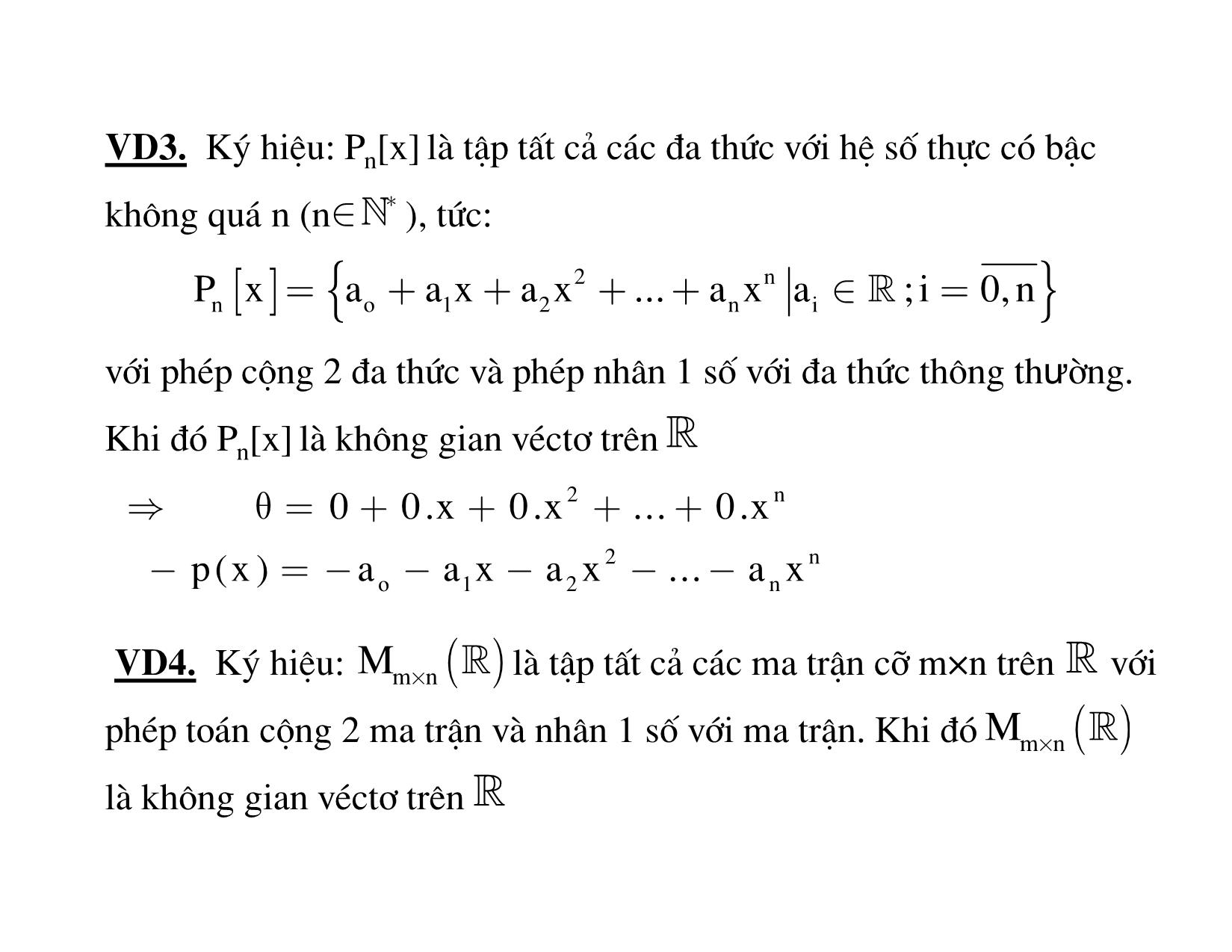 Bài giảng Đại số tuyến tính - Chương 3: Không gian véctơ trang 4