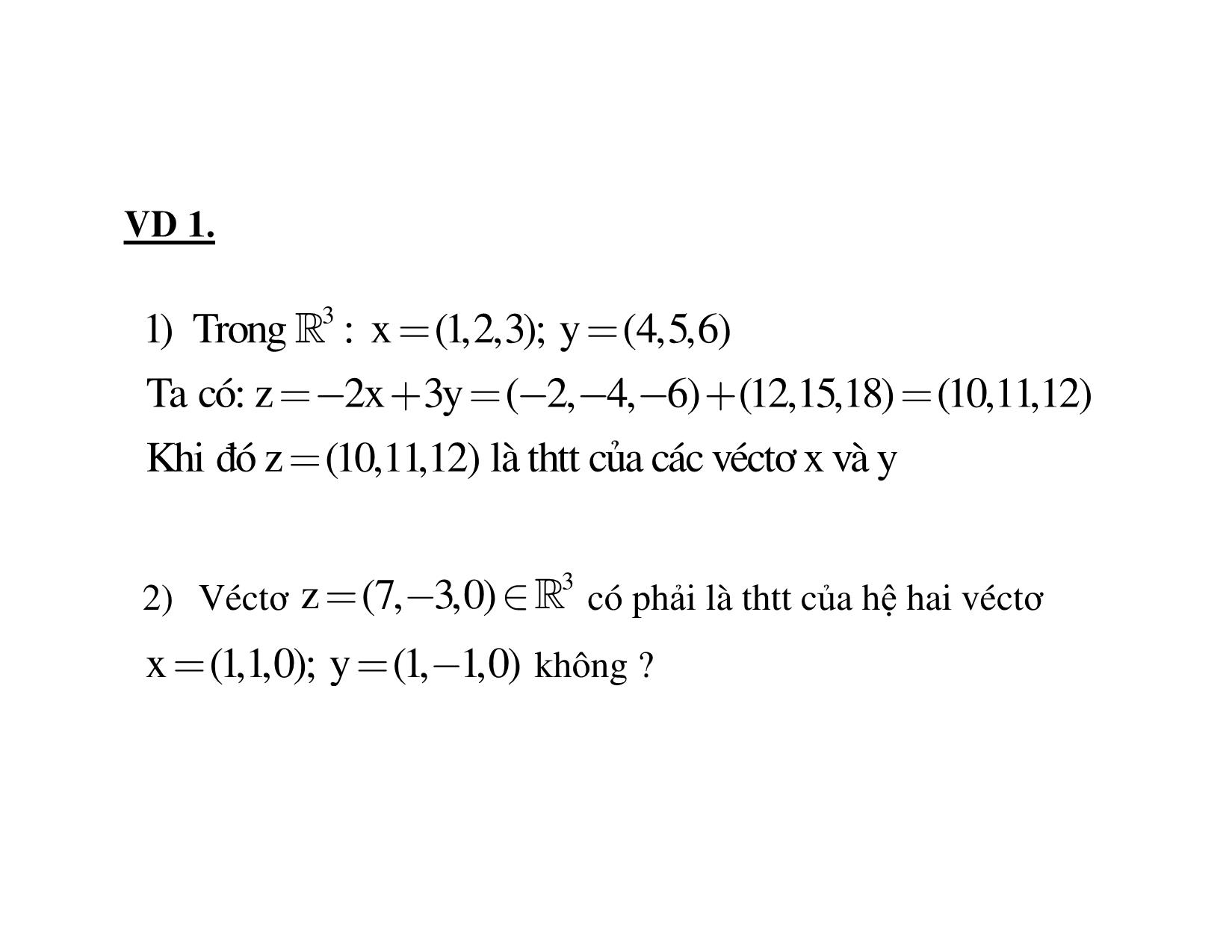 Bài giảng Đại số tuyến tính - Chương 3: Không gian véctơ trang 7