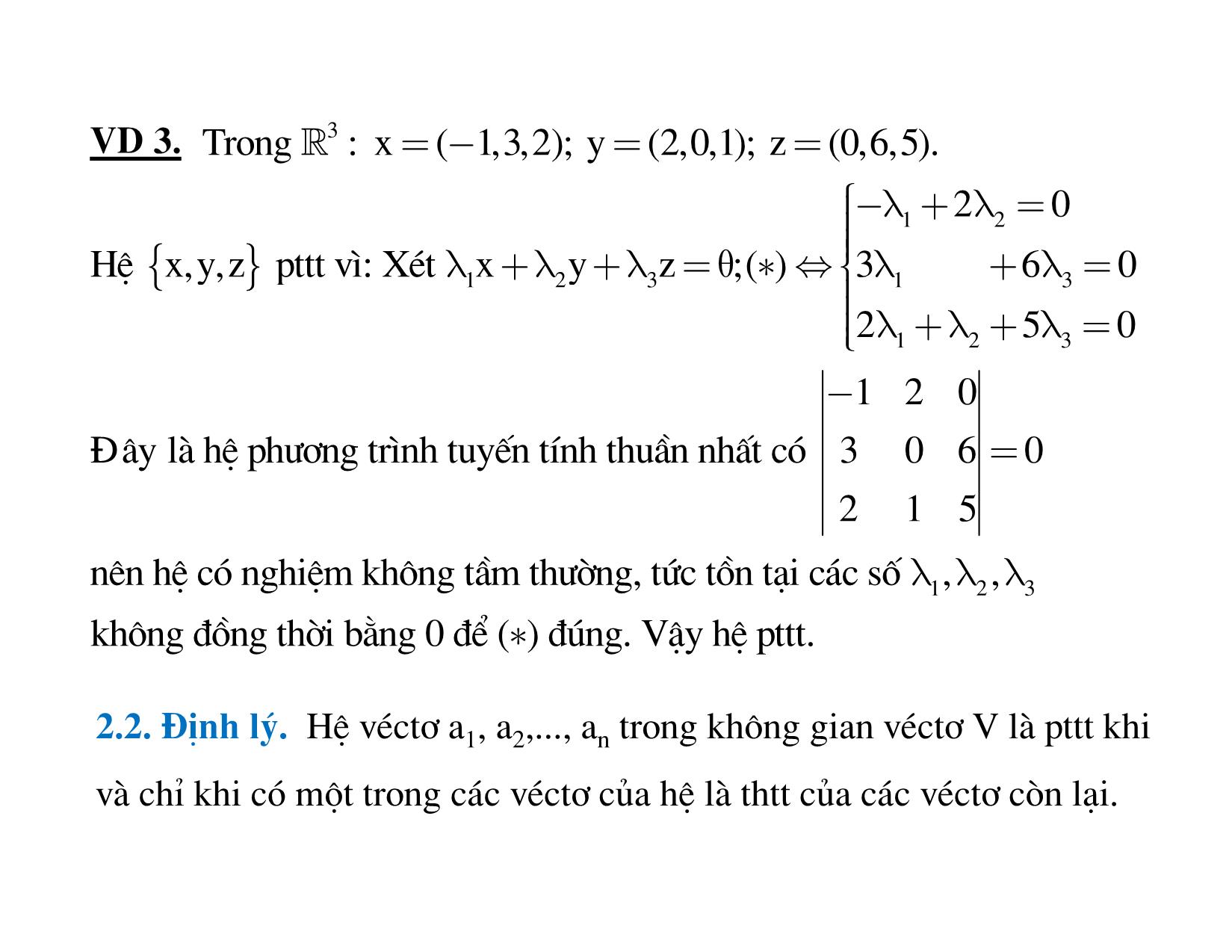 Bài giảng Đại số tuyến tính - Chương 3: Không gian véctơ trang 9