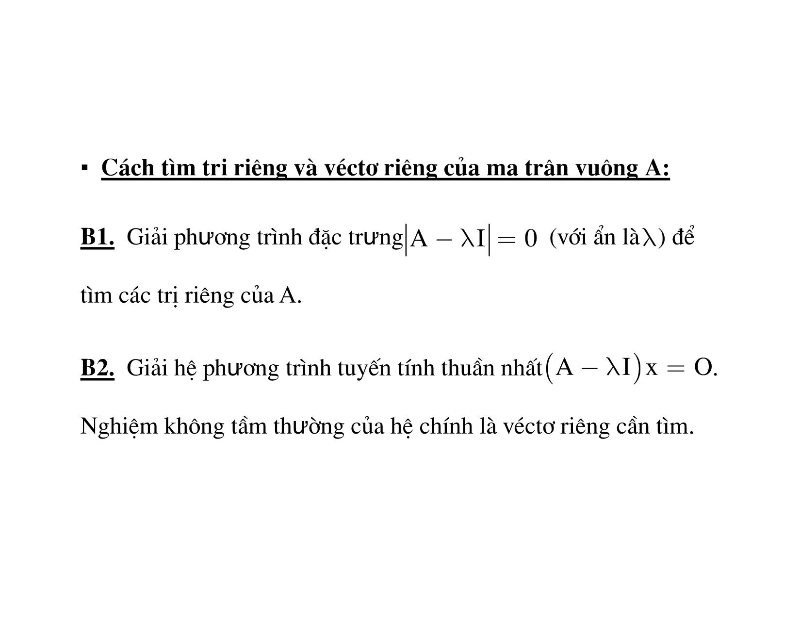 Bài giảng Đại số tuyến tính - Chương 4: Chéo hóa ma trận, Dạng toàn phương trang 3