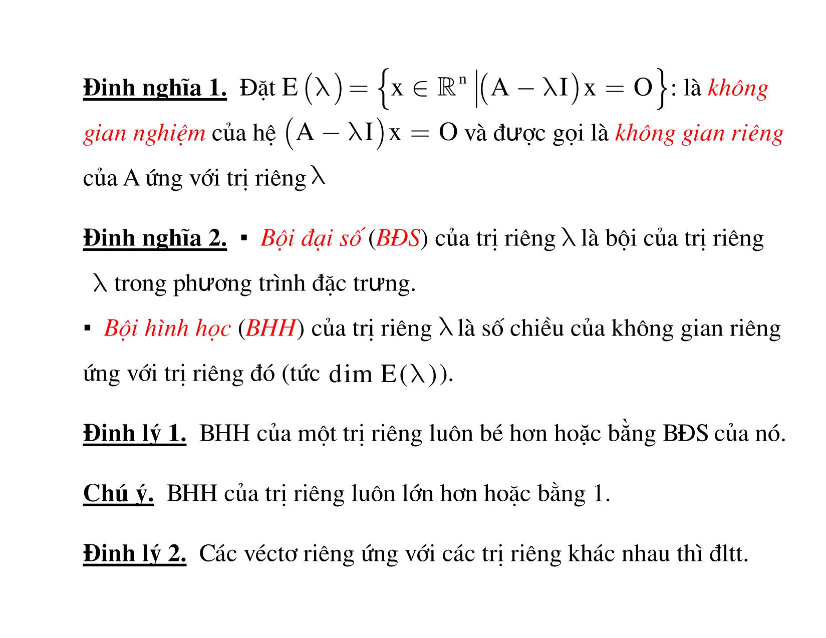 Bài giảng Đại số tuyến tính - Chương 4: Chéo hóa ma trận, Dạng toàn phương trang 4