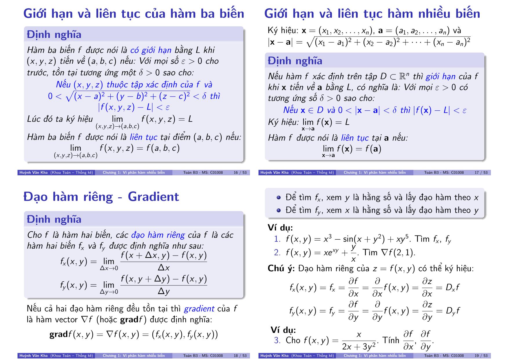 Bài giảng Toán B3 - Chương 1: Vi phân hàm nhiều biến trang 5