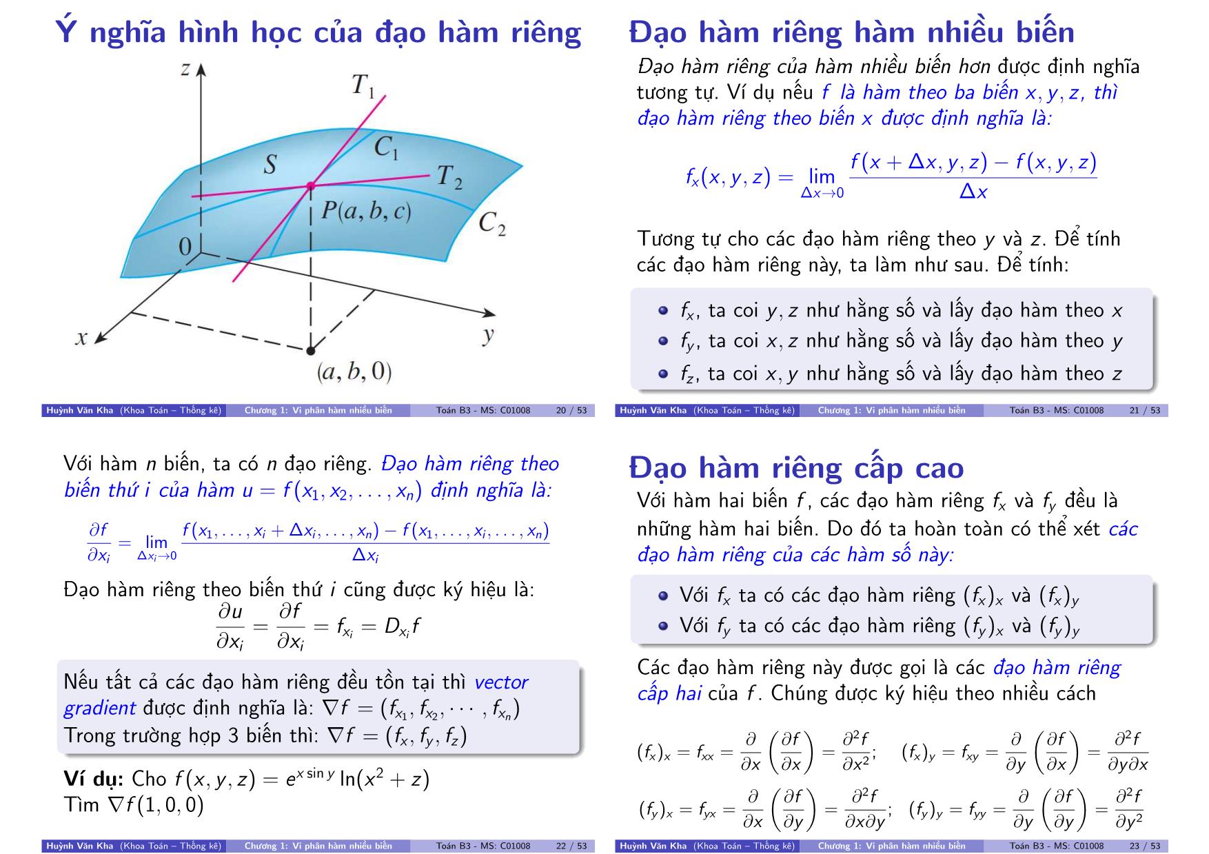 Bài giảng Toán B3 - Chương 1: Vi phân hàm nhiều biến trang 6