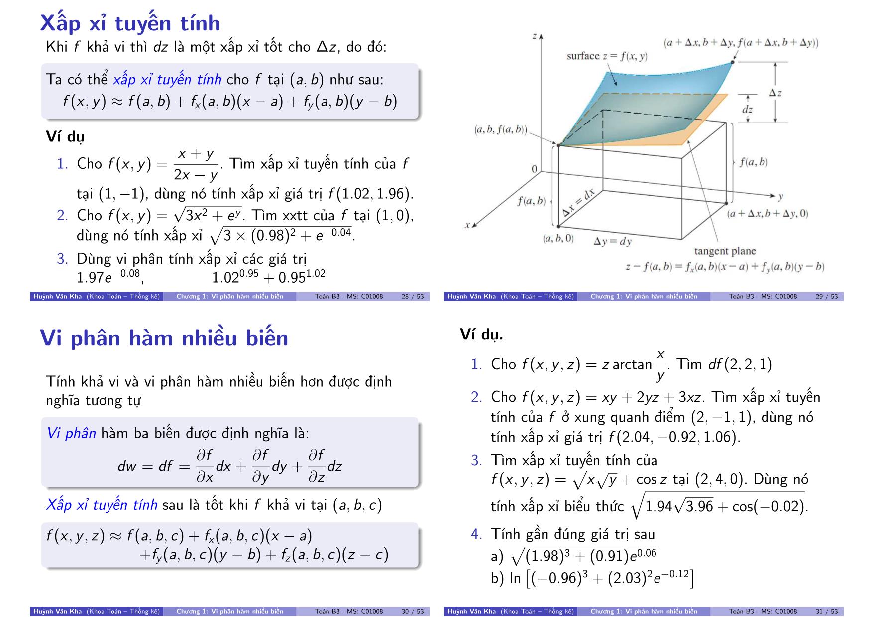 Bài giảng Toán B3 - Chương 1: Vi phân hàm nhiều biến trang 8