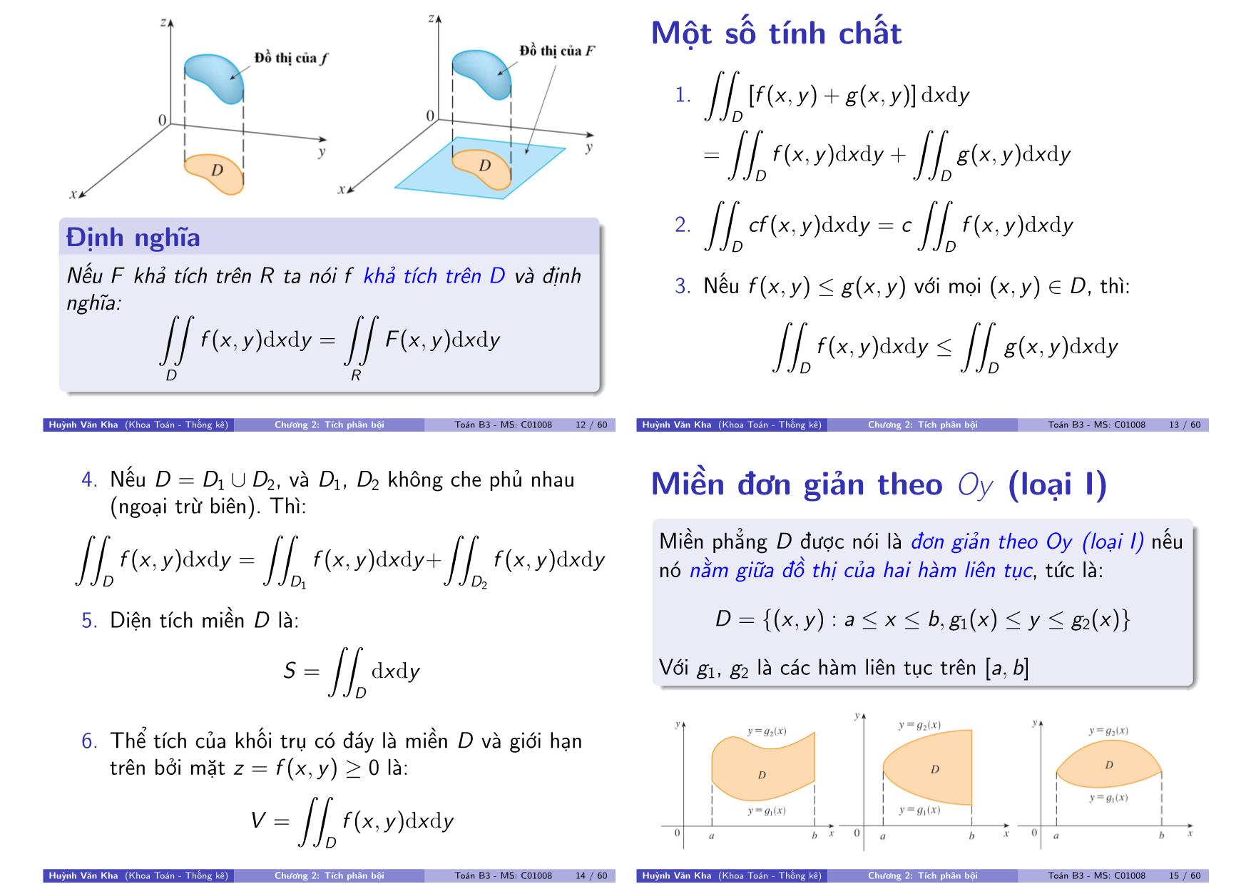 Bài giảng Toán B3 - Chương 2: Tích phân bội trang 4