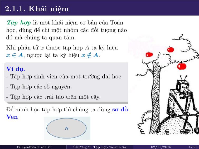 Bài giảng Toán rời rạc - Chương 2: Tập hợp và ánh xạ trang 4