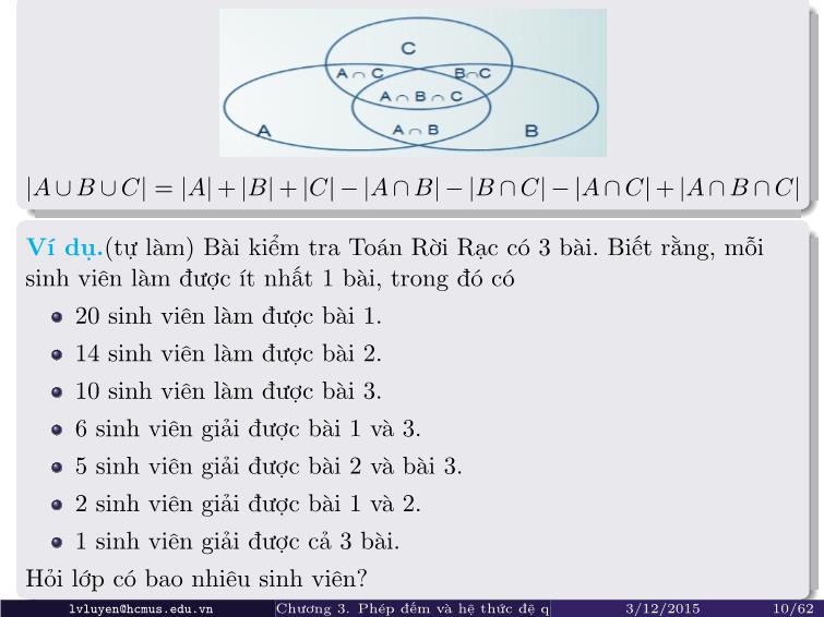 Bài giảng Toán rời rạc - Chương 3: Phép đếm và hệ thức đệ quy trang 10