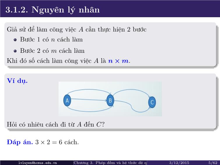 Bài giảng Toán rời rạc - Chương 3: Phép đếm và hệ thức đệ quy trang 5