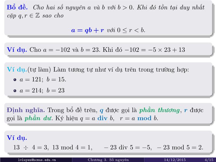 Bài giảng Toán rời rạc - Chương 4: Số nguyên trang 4