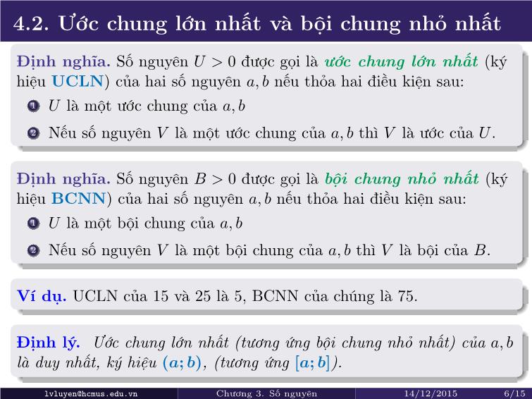 Bài giảng Toán rời rạc - Chương 4: Số nguyên trang 6