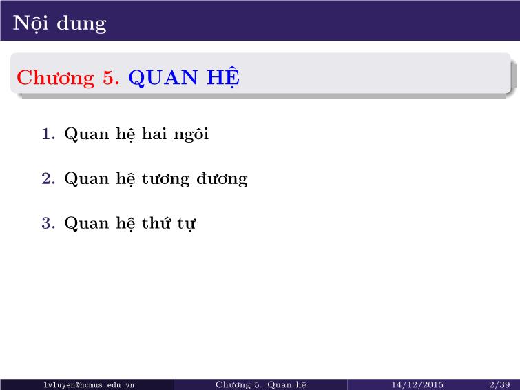 Bài giảng Toán rời rạc - Chương 5: Quan hệ trang 2