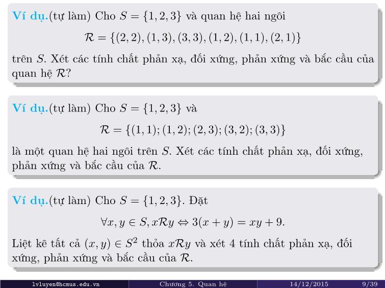 Bài giảng Toán rời rạc - Chương 5: Quan hệ trang 9