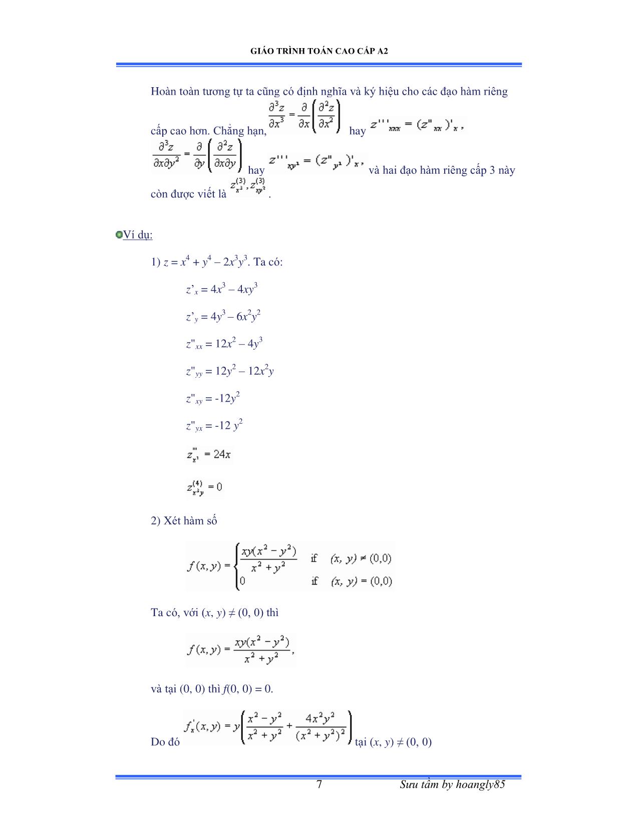 Giáo trình Toán cao cấp A2 trang 7
