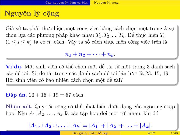 Bài giảng Toán tổ hợp - Chương 1: Tổ hợp cơ bản trang 4