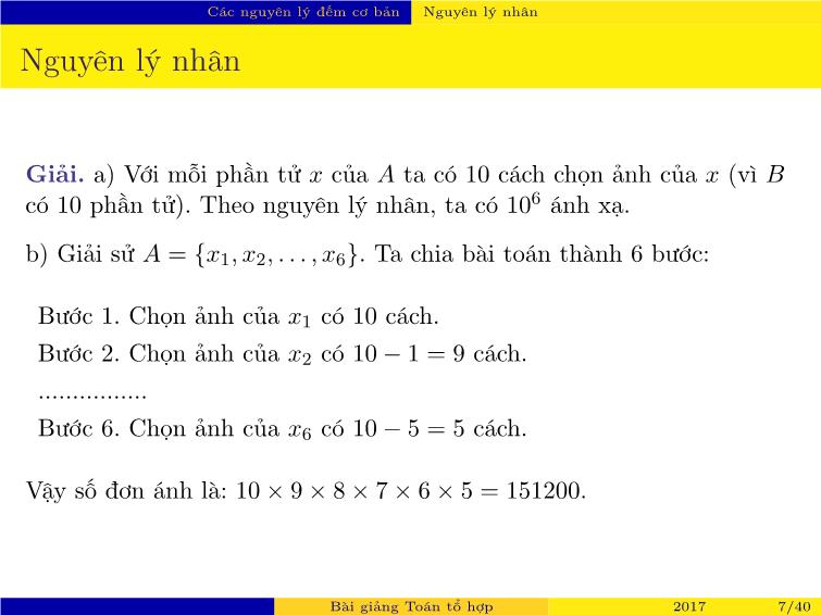 Bài giảng Toán tổ hợp - Chương 1: Tổ hợp cơ bản trang 7